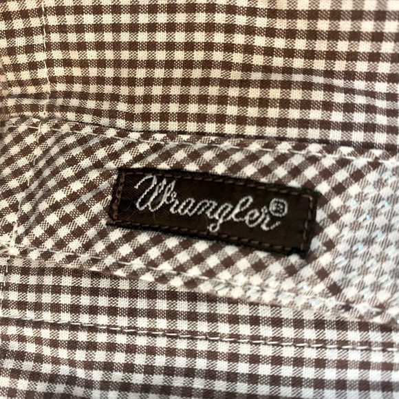 Wrangler Brown and White Plaid Western Style Collared Dress Shirt - Picture 8 of 11